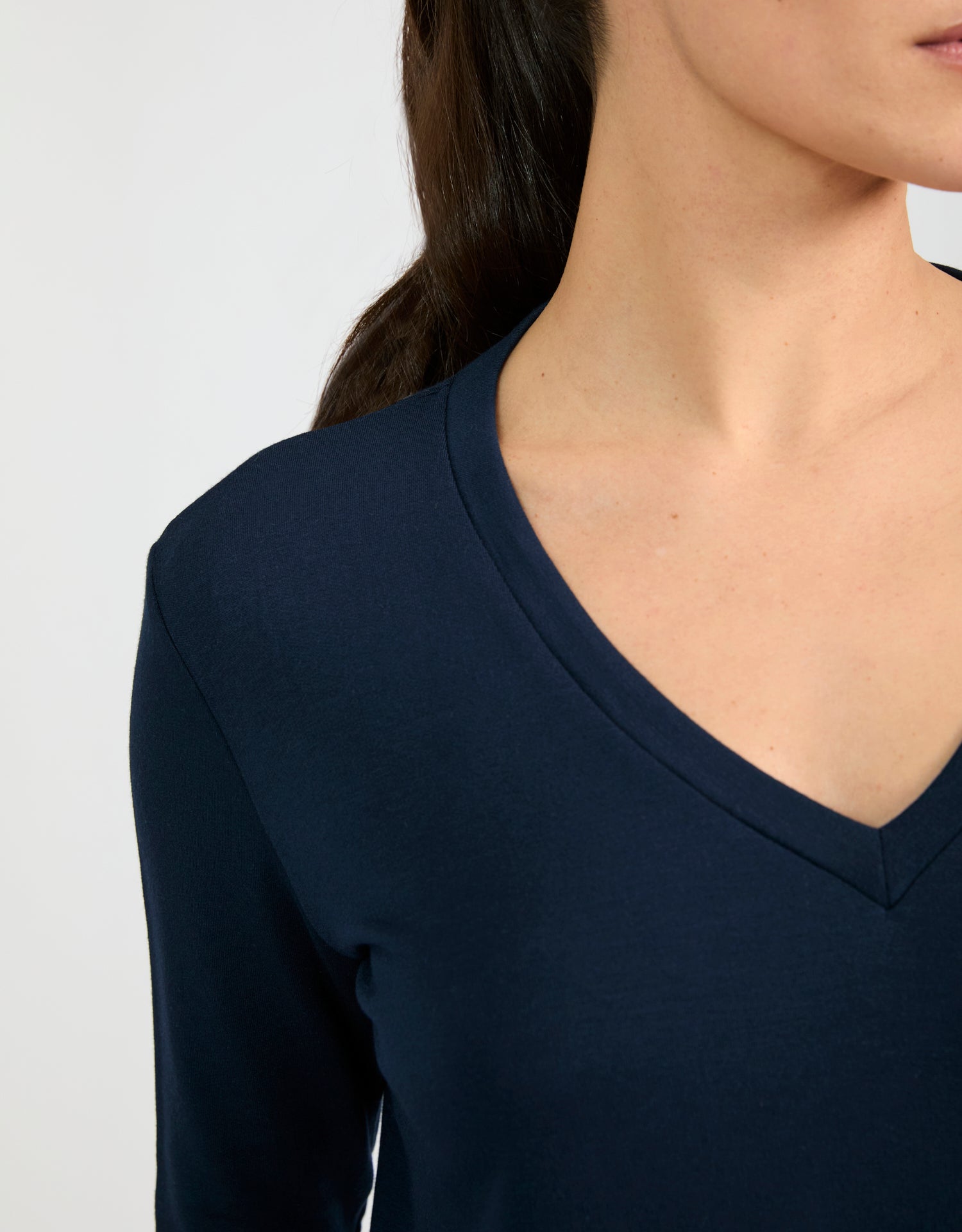 Houston Long Sleeve V Neck - Navy