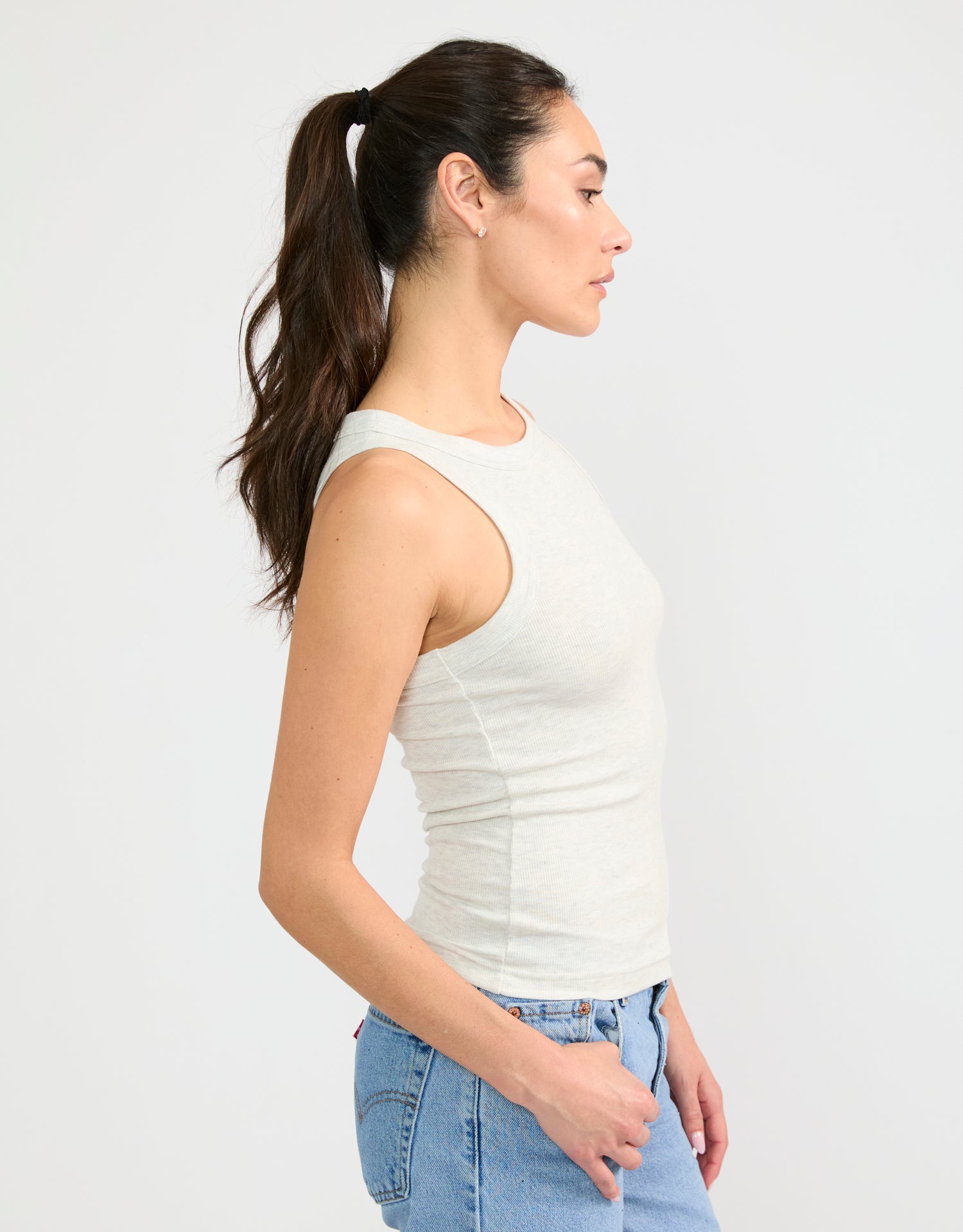 Knoxville Ribbed Tank - Heather Ash