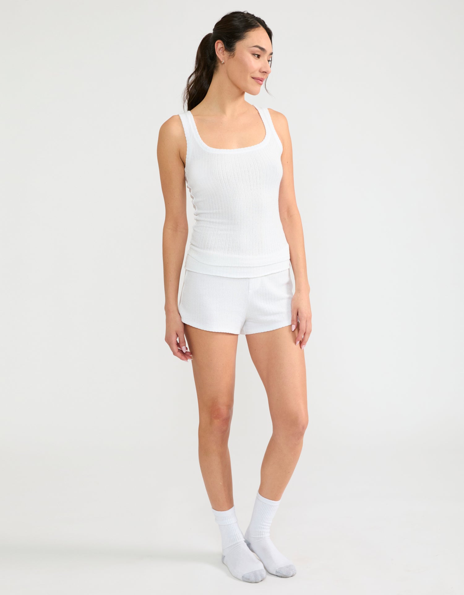 Santa Barbara Pointelle Tank - Pearl