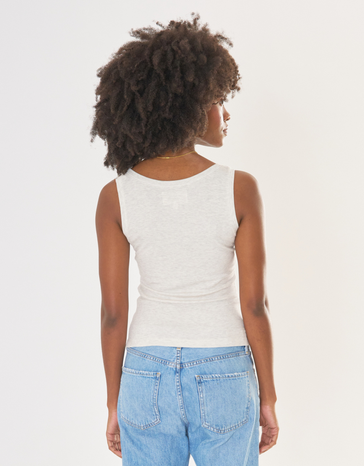Franklin Ribbed Square Neck Tank - Heather Ash