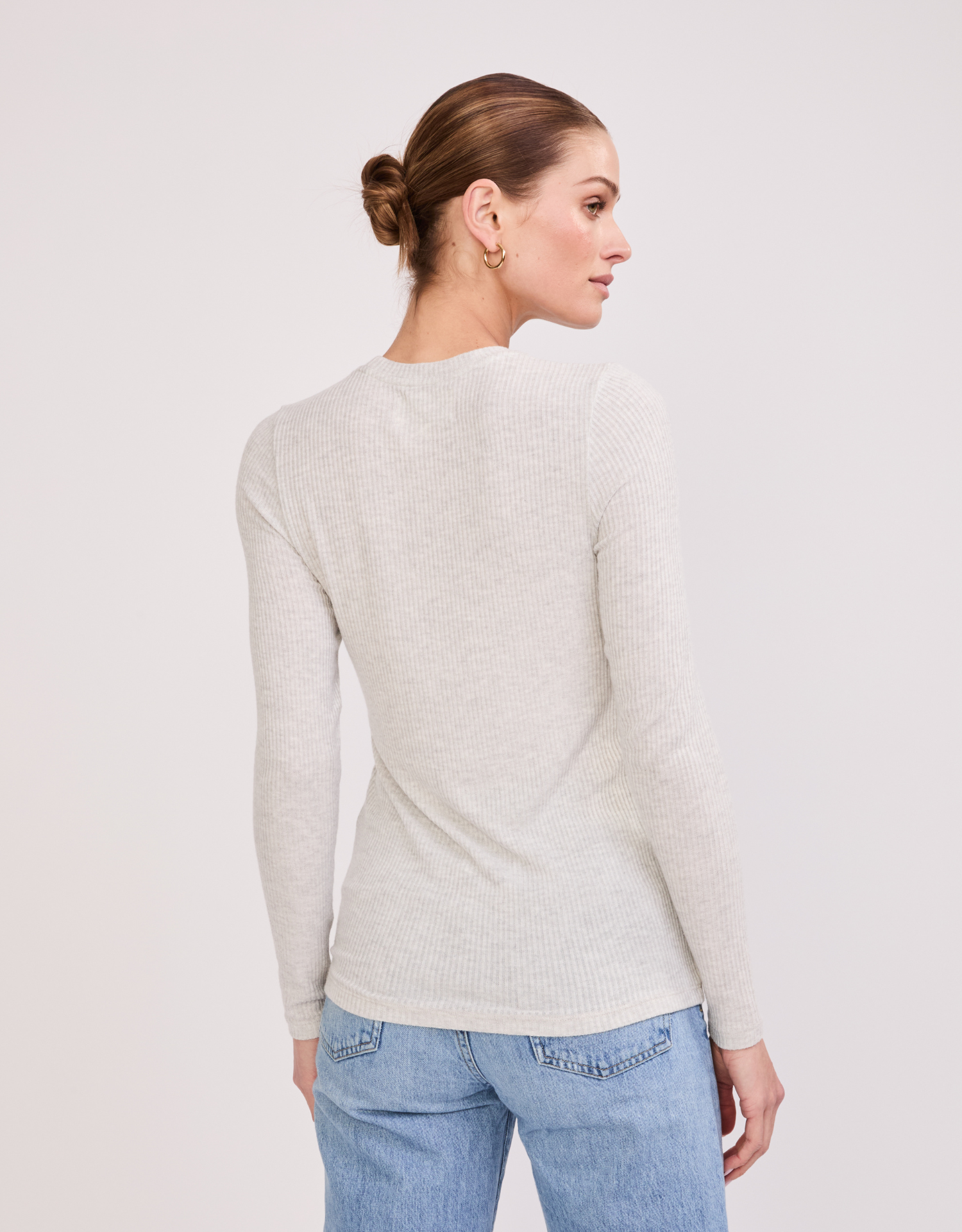 Helena Hatchi Rib Long Sleeve - Heather Ash