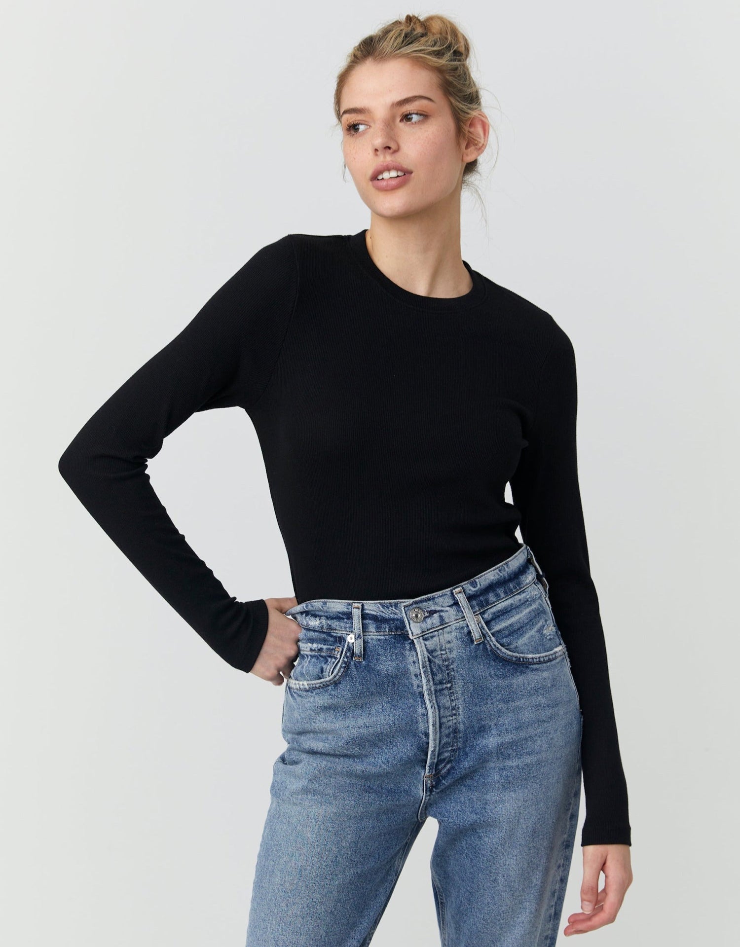 Chicago Ribbed Long Sleeve - Black