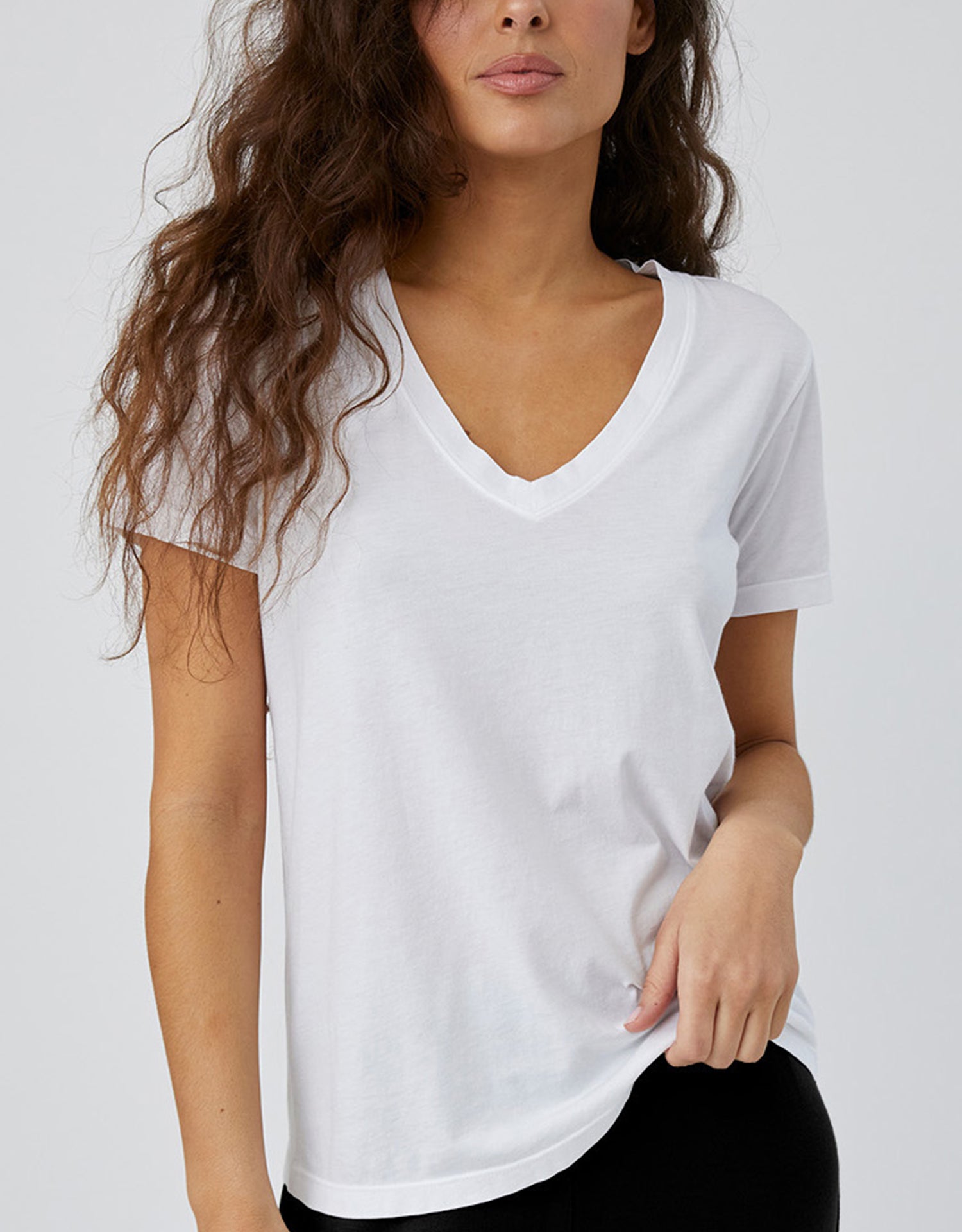 Charleston V Neck Tee - White