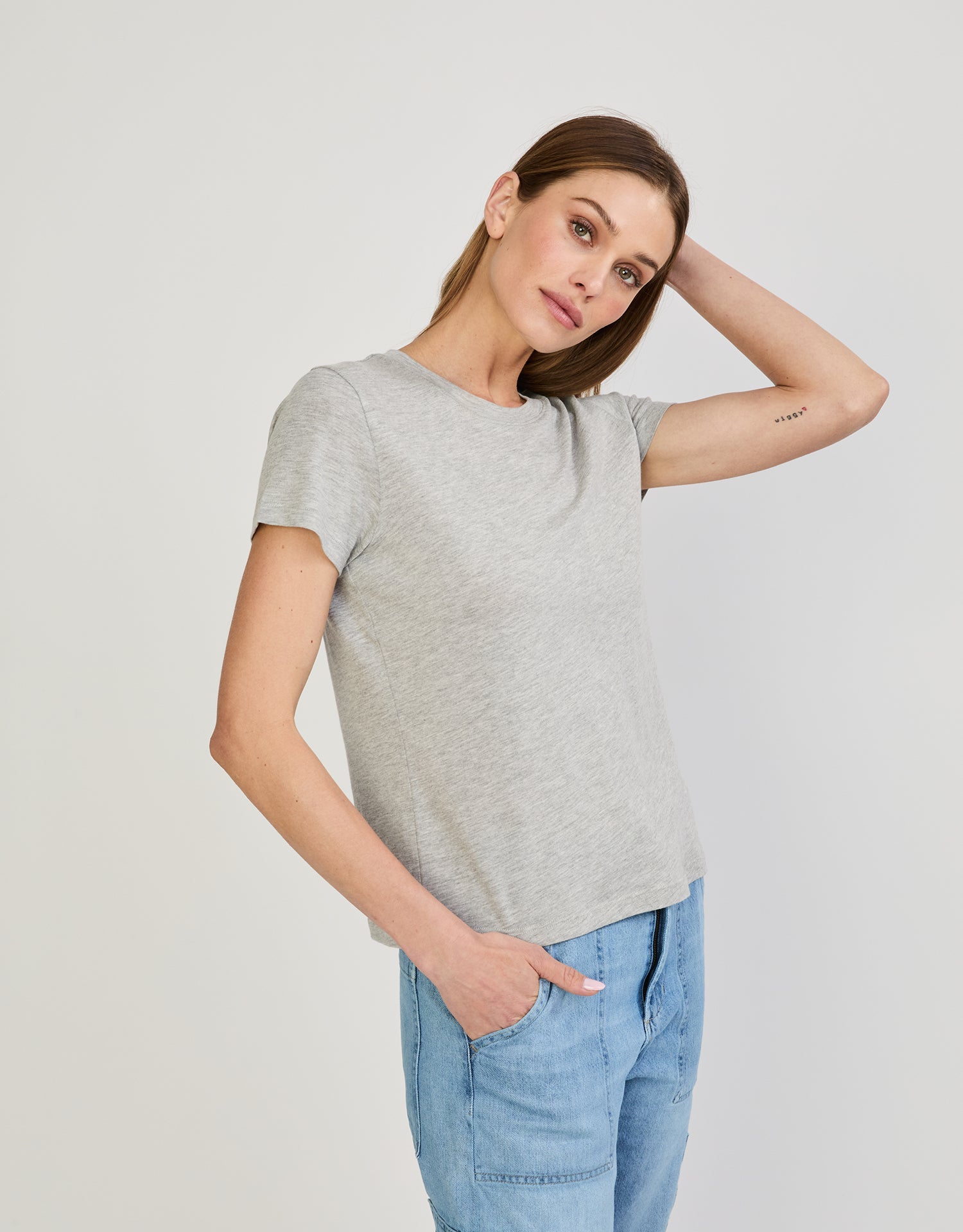 Charlotte Crew Neck Tee - Heather Grey