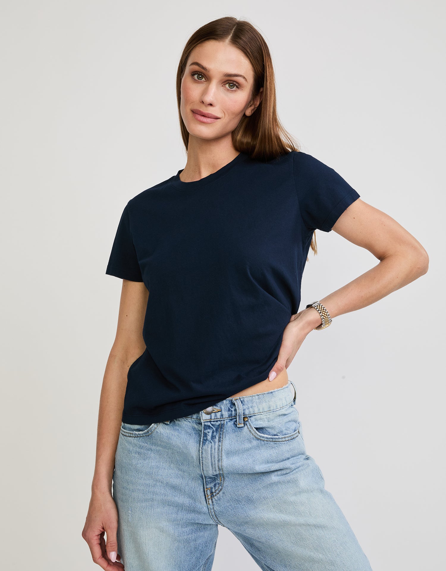 Charlotte Crew Neck Tee - Navy