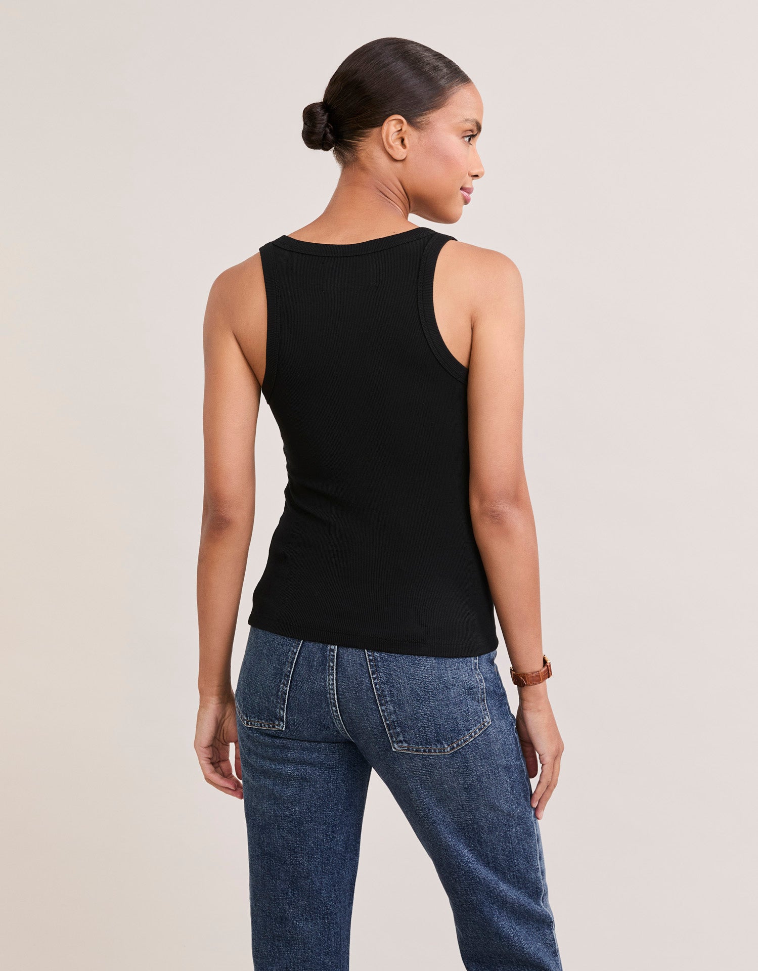 Augusta Ribbed V Neck Tank - Black
