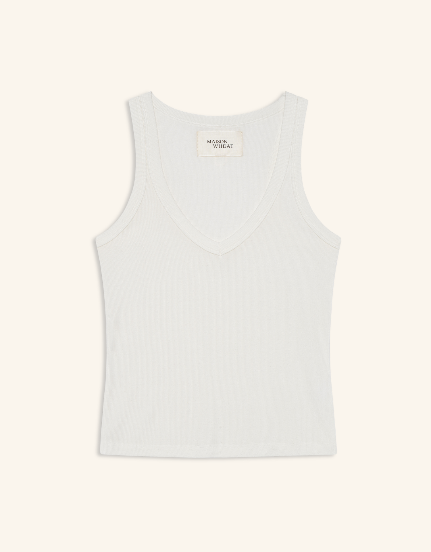 Augusta Ribbed V Neck Tank - White