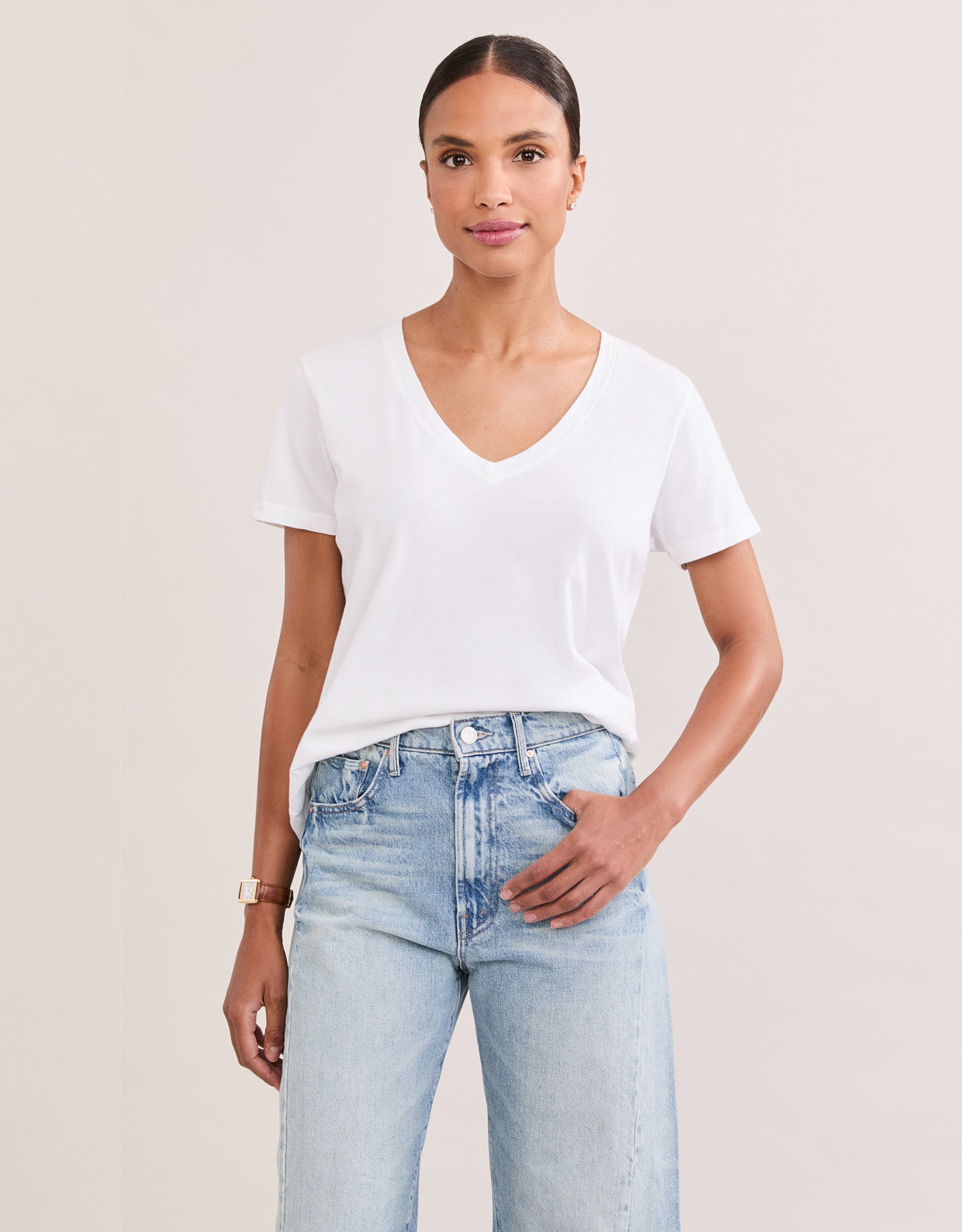 Charleston V Neck Tee - White