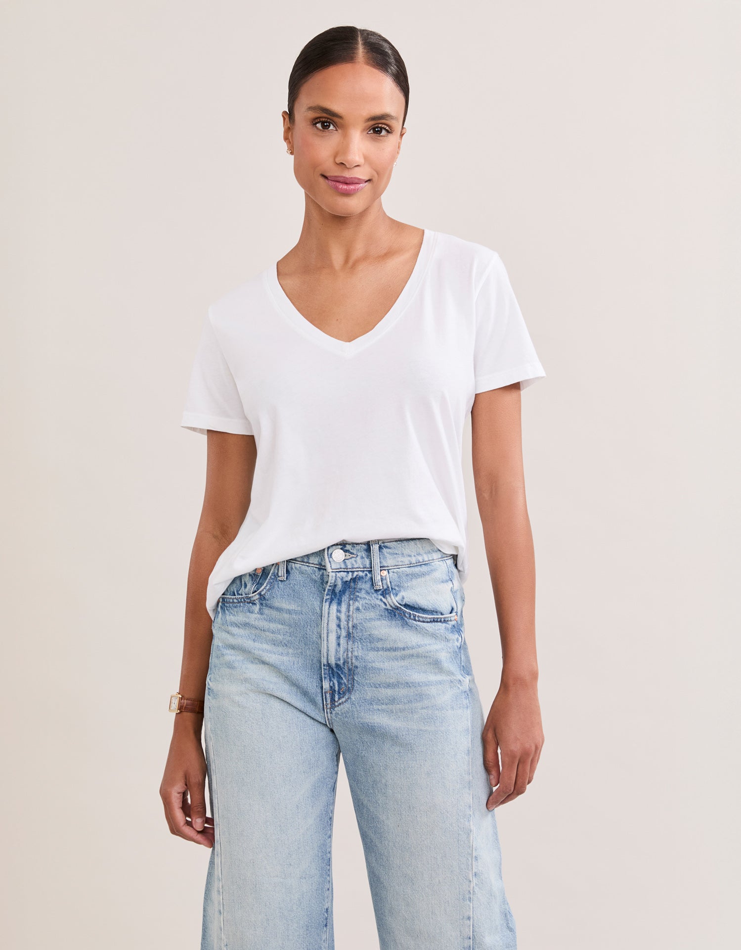 Charleston V Neck Tee - White