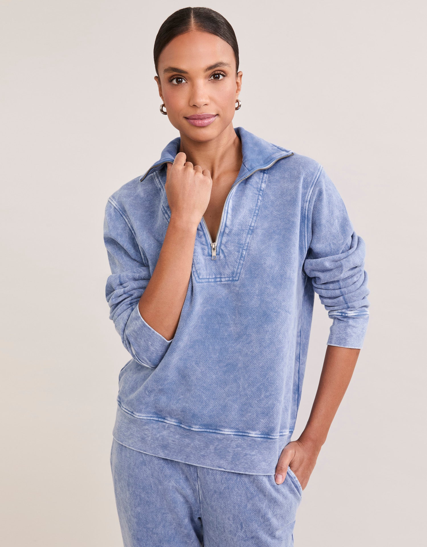 Oxford Unisex Quarter Zip - Blueberry