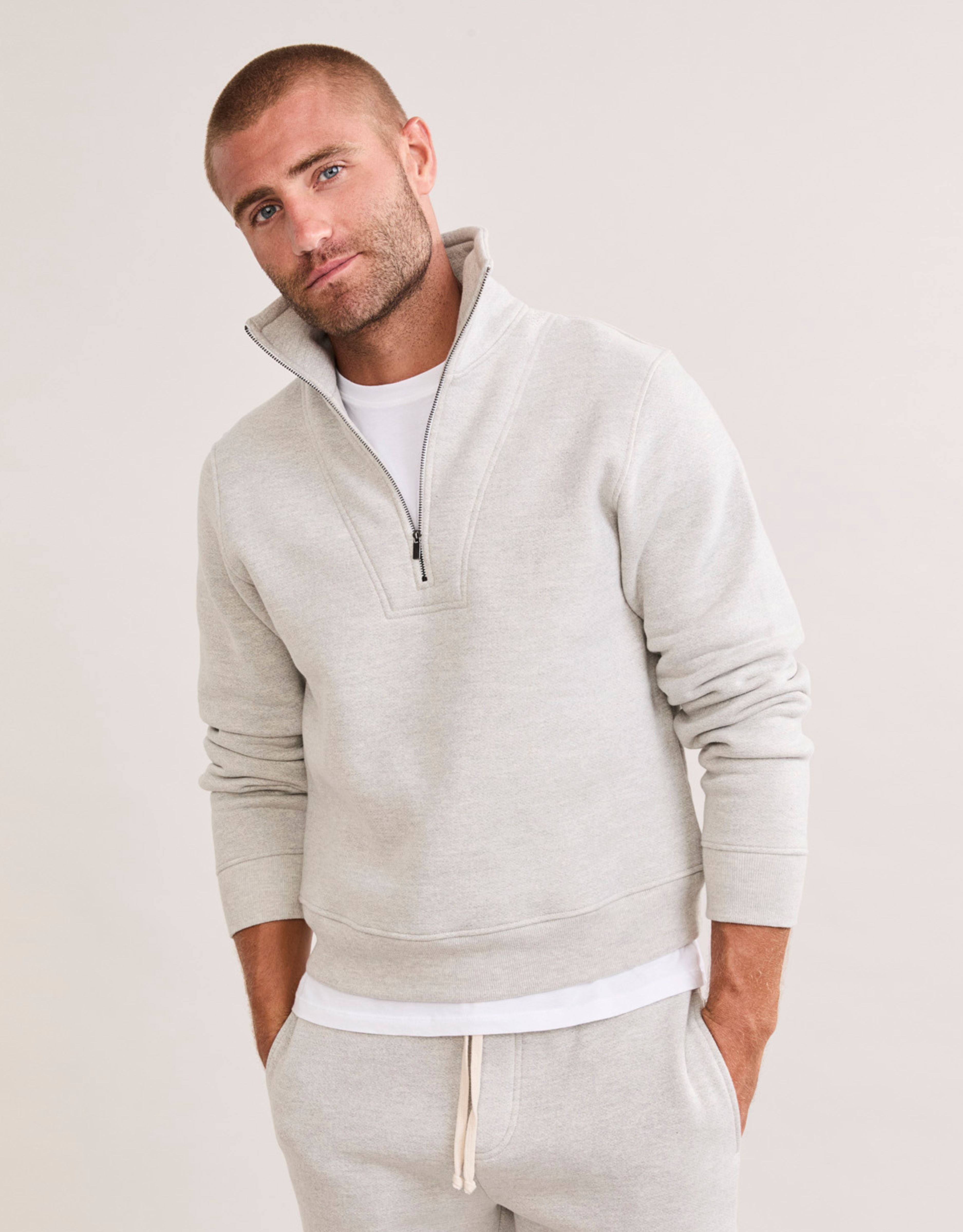 Oxford Unisex Quarter Zip - Heather Grey