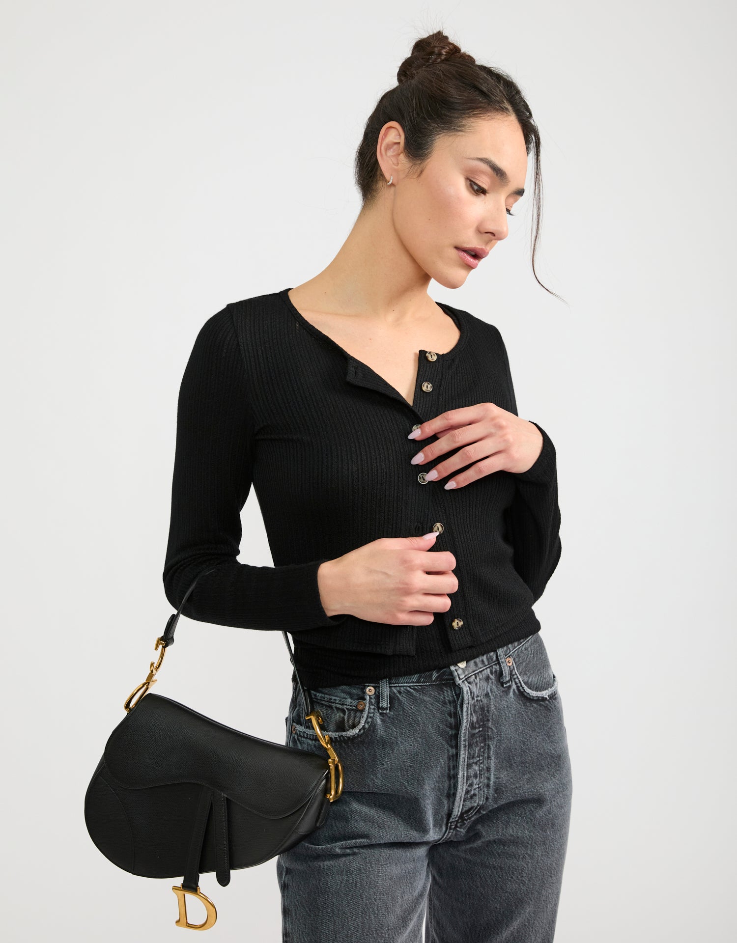 Topanga Pointelle Cardigan - Black