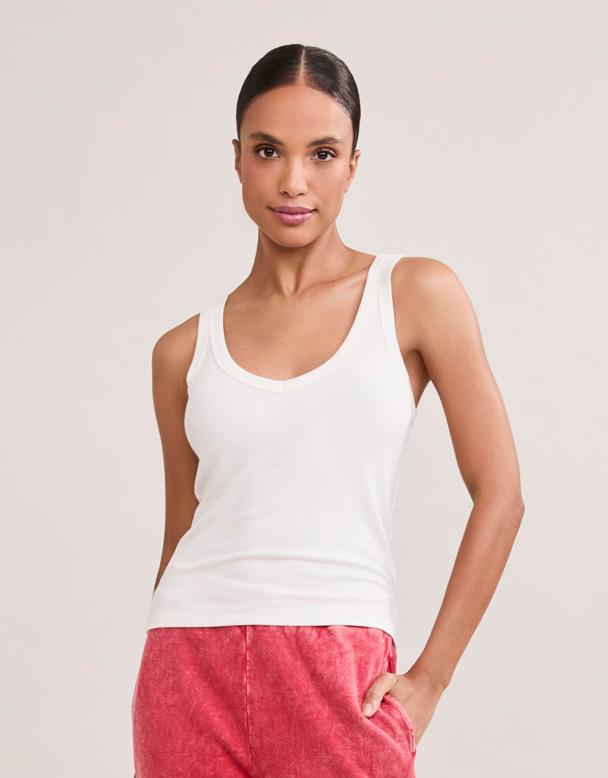 Augusta Ribbed V Neck Tank