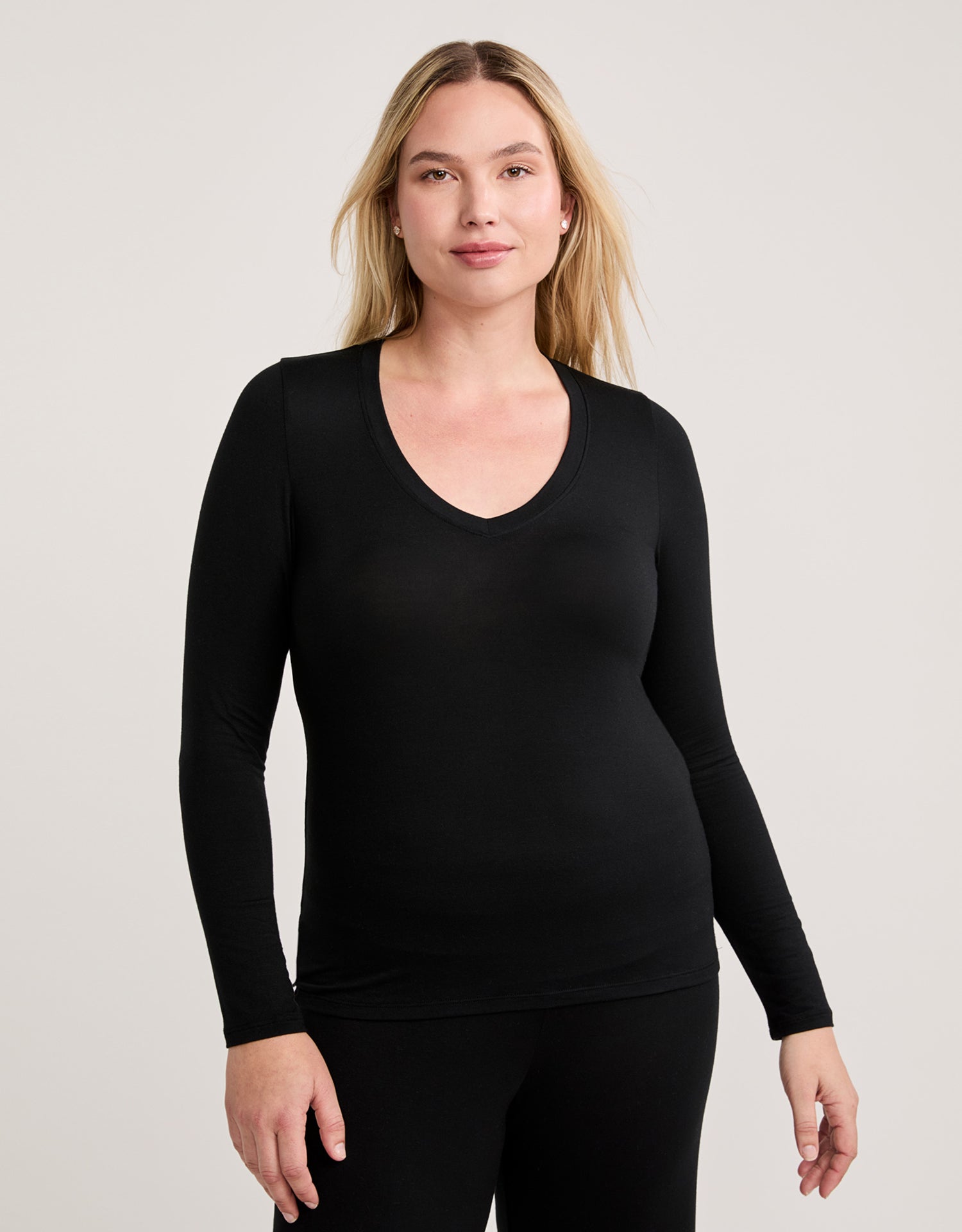 Memphis Long Sleeve V Neck Tee - Black